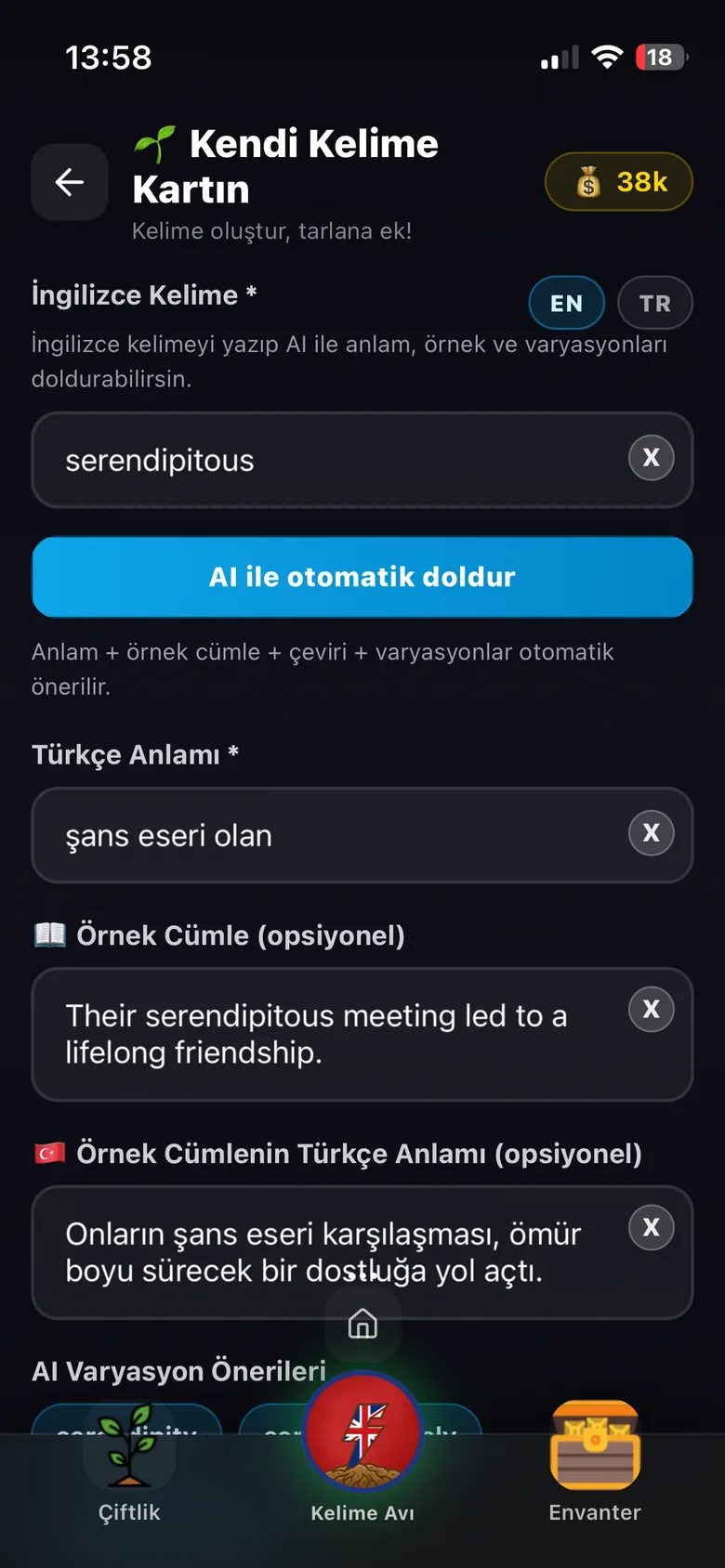 AI kelime tohumu